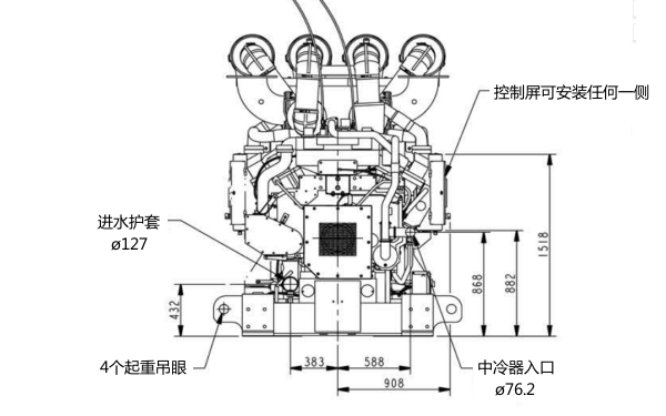 2000KW康明斯發(fā)電機組安裝正面圖.png