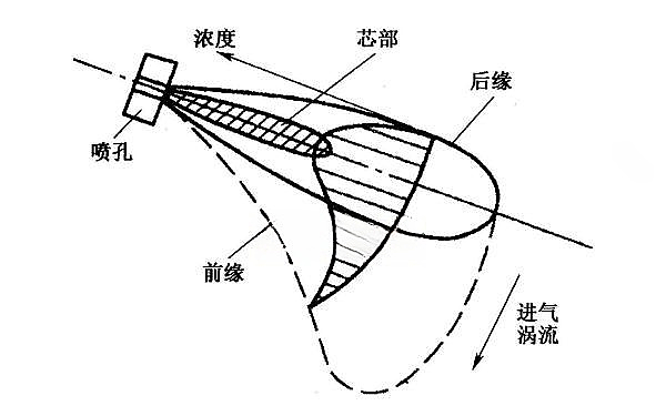 柴油機滯燃期噴入氣缸的噴注形狀圖.png