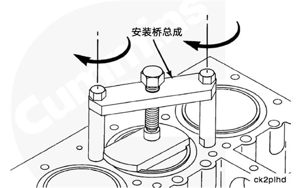 柴油發(fā)電機缸套突出量測量步驟-安裝橋總成、缸蓋螺釘.png