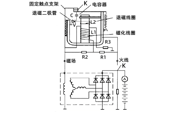 充電機單級觸點(diǎn)式調節器電路圖-柴油發(fā)電機組.png