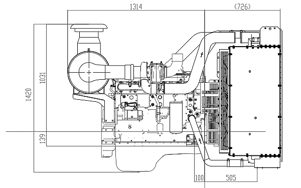 QSL8.9-G33東風(fēng)康明斯發(fā)動(dòng)機外形尺寸側視圖.png