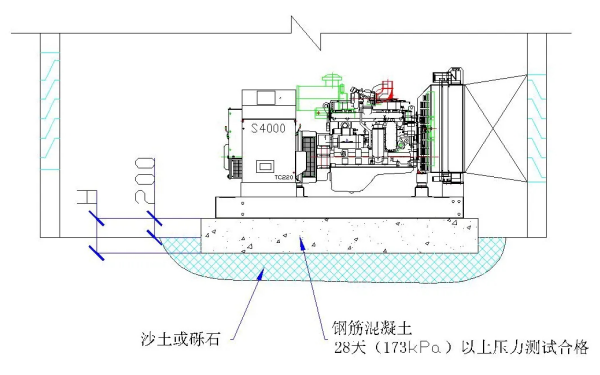 柴油發(fā)電機組水泥基礎平臺設計圖.png