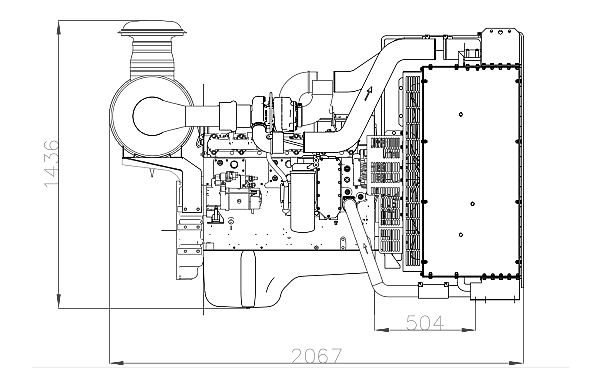 6LTAA9.5-G1東風(fēng)康明斯發(fā)動(dòng)機外形尺寸側視圖.png