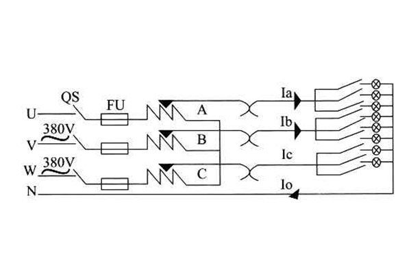 三相不對稱(chēng)負載試驗接線(xiàn)電路圖-柴油發(fā)電機組.png