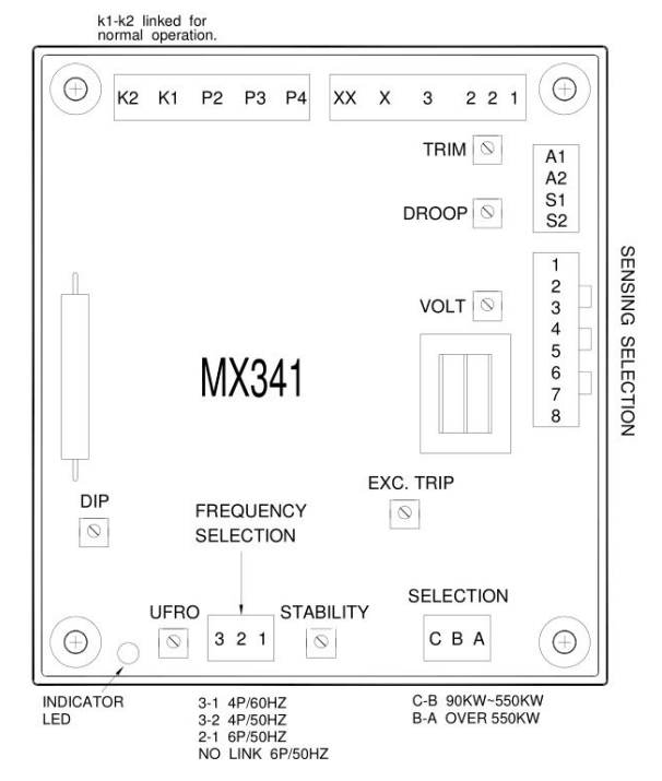 MX341調速板外型配置圖-斯坦福發(fā)電機.png