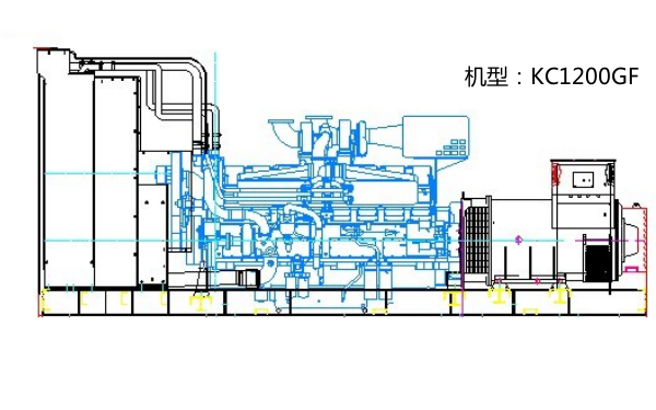 KTA50-GS8康明斯柴油發(fā)電機組總裝側面圖.png