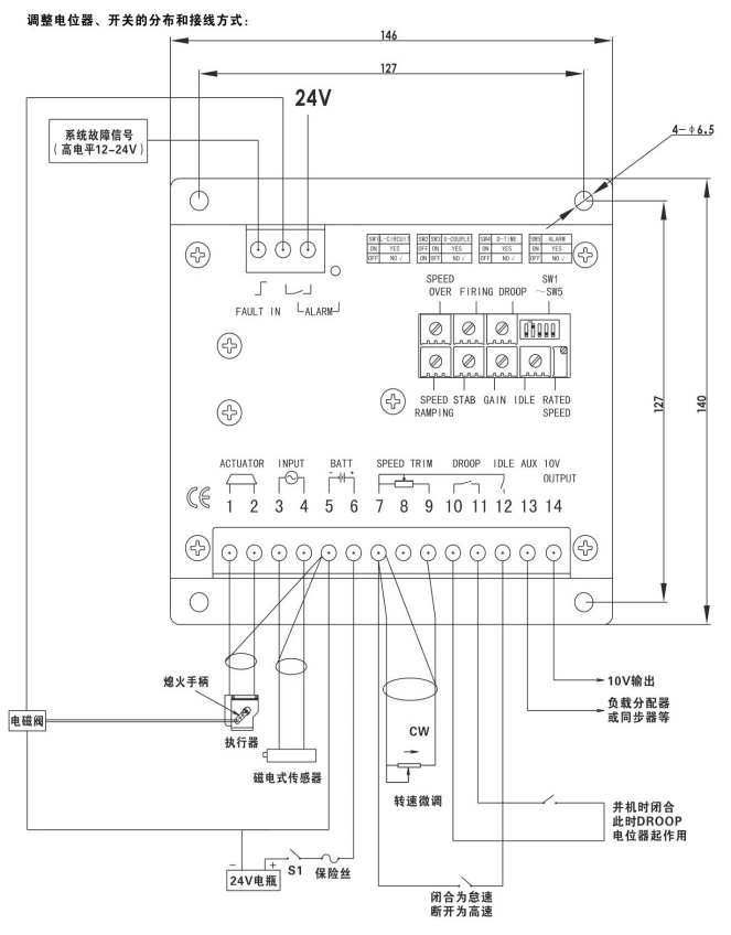 調速板電位器、開(kāi)關(guān)和接線(xiàn)方式-康明斯柴油發(fā)電機組.png